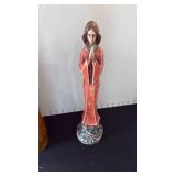 Hand carved wood vase and Southern Living wood angel