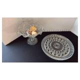 Compote dish with shells and platter