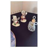 Avon Christmas plate, angel and 2 figurines