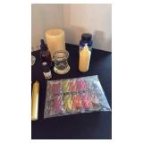 Decoupage wine glass candles, candles and insense