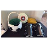 Soccer ball basket and sporting items