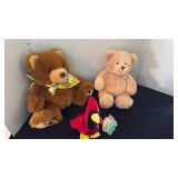 Bean Sprouts Cardinal and stuffed bears