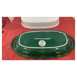 Corning French White casserole and floral design tray