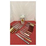 Bowling theme coffee mug full of knives