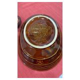 Vintage Mar-Crest brown daisy divided dish, handmade sauce-dip dishes and creamer