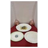 Vintage turkey, floral and white platters with decorative molds