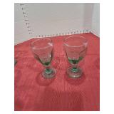 8 pale green glass goblets
