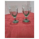 8 pale green glass goblets