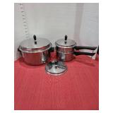 Stainless steel soup pot and double boiler.