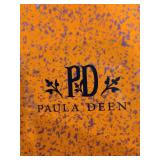 Paula Deen orange speckled enamelware stockpot, chip on bottom