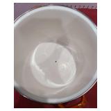 Paula Deen orange speckled enamelware stockpot, chip on bottom