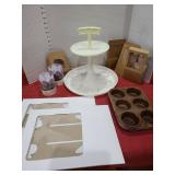 Tupperware cupcake display and more.