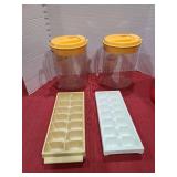 Pitchers and ice cube trays.