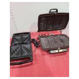 Electric sandwich maker and waffle iron.