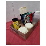 Potholders and storage containers.