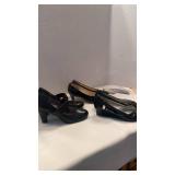 Womens black patent heels, 6 and 6.5 with shoe horns