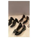 Womens black patent heels, 6 and 6.5 with shoe horns
