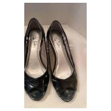 Womens black patent heels, 6 and 6.5 with shoe horns