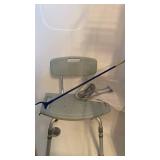 Adjustable shower chair with grabber, mat and gait belt