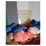 Yarn, knitting needles, craftbooks, Omnigrid mats