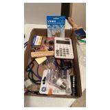 Sharp alarm clocks, paint brush, lock w/key and office products