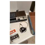 GE cassette recorder, cassettes and headphones