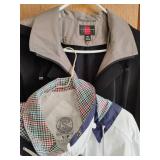 Ladies Coat and Rain Coats with Umbrella.  Size small and medium