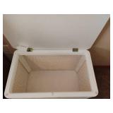 White Hamper with Rug.  Hamper is 19 x 21 x 12