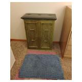 Hamper with Rugs.  Hamper is 26 x 21 x 12
