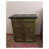 Hamper with Rugs.  Hamper is 26 x 21 x 12