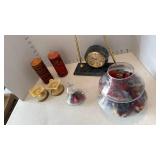 Desk clock, candles and more