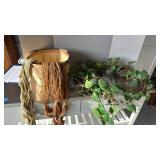 Macrame holders , basket and faux greenery vine