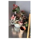 Faux floral arrangements and decorative ladder 48 in tall