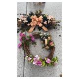 Floral swag and grapevine wreath 22 in diameter