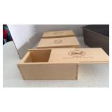 Wood boxes and plastic tub