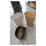 2 Sterilite trash cans and fireplace log holder (needs screw attached)