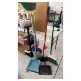 2 Libman brooms, dust pans and more