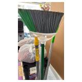 2 Libman brooms, dust pans and more
