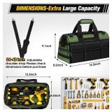 Heavy Duty Tool Bag 16-Inch - 19 Pockets Tool Organizer, Portable Electrician Toolbox W/Soft Handle, Christmas Birthday Gift Ideas for Men Dad Husband Him Mechanic Plumber, Wide Mouth Tool Storage Box