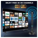 TV Antenna, TV Antenna Indoor with Magnetic Base,Equipped with a Signal Amplifier to Support 4K 1080p Smart Signal Reception, 380 Miles Long Range Reception(Black)