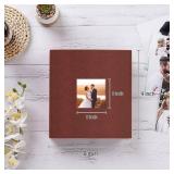 Potricher Small Photo Album 4x6 200 Photos Leather Cover Picture Book with 200 Horizontal Pockets for Family Wedding Anniversary and Baby (Brown)