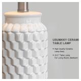 USumkky 20.5" White Modern Ceramic Bedside Lamp Set of 2 for Bedroom Decor Farmhouse Table Lamp for Living Room Office Dorm