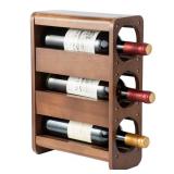 Wine Rack Countertop Pine Wood Wine Bottle Holder, 3 Bottles Wine Rack for Inside Cabinet, Pantry, Kitchen Bar, Wine Holder Shelf Vertical Wine Storage Perfect for Home Decor Housewarming Gifts