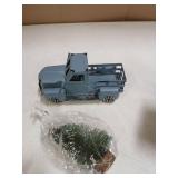 Fleecy day Blue Truck Decor Metal Small Cute Farm Car Decor Vintage Tree Flowers Handcrafted Decor Blue Metal Car Gift Boxes Pickup Truck Model