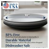 US Acrylic Everest Ultra-Durable Plastic 10 inch Dinner Plates in Grey Stone | Set of 6 Reusable, BPA-Free, Made in the USA, Dishwasher Safe Dinnerware
