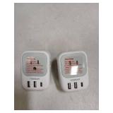 India Plug Adapter 2 Pack, TESSAN Type D Travel Adapter with 4 Outlets 3 USB Charger (1 USB C Port), US to Indian Outlet Adaptor for USA to Bangladesh, India, Kuwait, Maldives