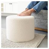 ZICOTO Beautiful Boucle Pouf Ottoman and Foot Rest - Elevate Your Living Room Decor with Lightweight Comfort and Charm - A Round Modern Foam Filled Foot Stool Perfect to Rest Your Feet