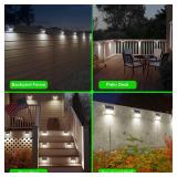 JSOT Solar Fence Lights - 12 Pack Solar Outdoor Light Deck Lights Waterproof Outside Lighting for Garden Backyard Patio Yard Stair Step Wall Railing Post, Cool Light