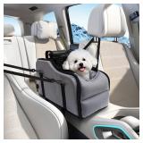 Center Console Dog Car Seat for Small Dogs, Portable Car Booster Seat, Upgrade Puppy Seat with Adjustable Seat Belts, Puppy Carrier Travel Backpack Supports Pets Up to 15 lbs