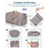 80L Large Duffle Bag for Travel, 26 Travel Duffel Bag with Shoe Compartment, Foldable Collapsible Overnight Bag Gym Bag Weekender Bags for Men Women, Water & Tear Resistant (Stripe, 80L)